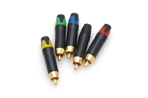 Gold Plated Single RCA Audio Video Plug Tekli Male Adapter 2P Copper Nickel Welding Head ABS Speaker Amplifier AV Wiring Plug
