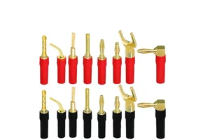 Soft Aluminum Alloy Audio Adapter Banana Plug Horn Line 4mm Copper Gold Plating/Six Leaves/Serrated Speaker Banana Head Sound