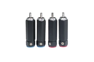 XIVO XSSH Audio Hifi Speaker Cable Spiral Band Lock 9mm Brass Gold Rhodium Plated No-Welding RCA Adapter Plug Connectors