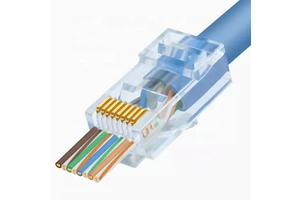 Network cable RJ45 connector Perforated network cable connector Gold-plated network cable RJ45 connector