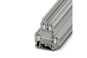 UKK 3 Double-level 12V Tin Plated Copper & Plastic Brass Gray Din Rail Terminal Block for 600V/24A Pitch 2.5mm Torque 7 Lb-in