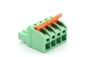 Dual Row Direct Insertion 5.08mm Spacing Spring Type Stainless Steel 4-Position 300V 16A PCB Terminal Block