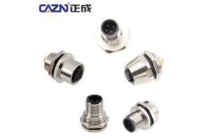 M12 Metal Male Female Front Mount Socket Waterproof Solder Screw P9 2 3 4 5 6 8 12 Pin Receptacle Straight Circular Connectors