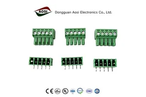 AOSI 10 Sets Plug-in KF2EDGK Terminal Blocks 3.5MM Pitch 2P 3P 4P ~ 22P Phoenix Terminal with Straight/Curved Needle Seat