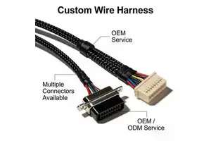 OEM Custom Wire Harness Cable Assembly with D-Sub Connector and JST Connector