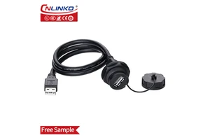 CNLINKO USB 2.0 Plug Socket IP68 Waterproof Aviation Panel Mount Usb Connector