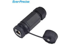 Single Head M25 Ethernet RJ45 Waterproof Connector with 1pcs Dust-cover Suitable for Thick case Boot RJ45 Plug