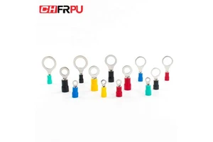 CHFRPU PVC Insulated Ring Terminal Copper Brass Connector Electrical Crimp Ring Ferrule Bolt-on Insulated Terminal