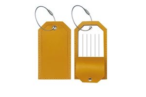 Durable PU Leather Suitcase Identity Tag With Secret Window Steel Wire Loop Wholesale Bulk Branded for International Flight Bag