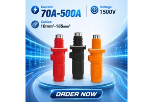 High Voltage 1500V Energy Storage Connector IP67 Waterproof Connector 70A-500A Battery Connector For Energy Storage System