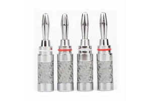 High quality carbon fiber rhodium plated 4mm Banana plug speaker connector for Audio & Video