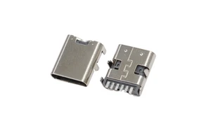 Type C 6P Vertical Female Socket DIP H10mm USB Connector for Fast Charging, Durable Metal Shell with Fixing Pins, RoHS Compliant
