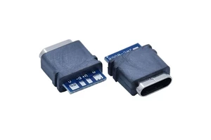 Waterproof IPX7 USB Type C 3.0 Port 14 Pin 4 Pad Full Plastic Waterproof Connector One-piece USB C Charger Female with PCB