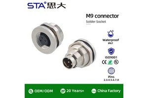 Factory Wholesale M9 Aviation Plug Metal Male Female Front Back Panel Mount Socket 2 3 4 5 6 7 8 Pin Solder Waterproof Connector