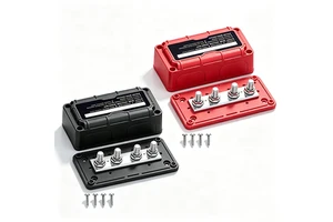 Heavy Duty 300A Bus Bar M8 Post Battery Terminal Block Busbar Box Distribution with Cover for RV Car Audio Boat Marine