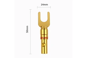 Gold Plated Copper U Y-Type Banana Plug Adapter Spade Male Audio Speaker Cable Connectors