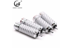 RCA Jack Adapter YIVO XSSH HIFI OEM Single Crystal Copper White Carbon Fiber Shell 10mm RCA Audio Plug Connector for Audio Cable
