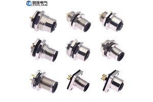 M12 Connector 4 5 8 12 17 Pin Front/Back Lock Male Female Receptacle Solder/PCB M12 Panel Mount Connector A Code IP67 Waterproof