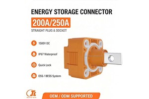 200A 250A Lithium Battery Connector IP67 Waterproof ABS/Nylon Shell 1500V DC Energy Storage Connector Copper Bar Connector