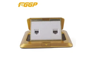 Philippines Popular Golden Brass CAT 6 Network 1 Port RJ45 Self Grounding Floor Socket Box Outlet SAA/GCC For For 110-250V