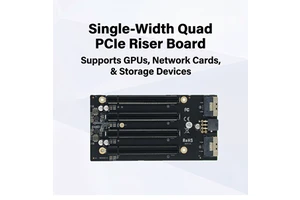PCIe 4.0 x16 Riser Card 4-Slot Expansion Board SlimSAS SFF-8654 to PCI-E Adapter with Independent Power Supply