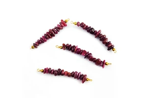 Natural Ruby Chips Bead Bar Gold Plated Sterling Silver Connector Charm Birthstone Crystal Bead Bar Pendant for Making Jewelry
