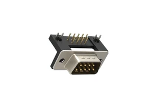 Denentech Customized HDR 9P Male D-Sub Connector Dual Row Right Angle DIP with Lock Footprint Design