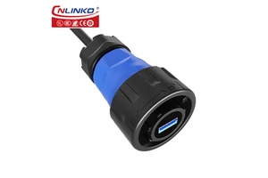 Cnlinko YM24 USB 3.0 Panel Mount Data Connector IP68 Waterproof Usb Female Connectors
