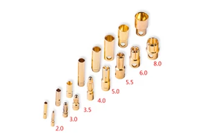 Gold Plated Banana Plug 2mm 3mm 3.5mm 4mm 5mm 6mm 6.5mm 8mm Female Male Bullet Connector for Rc Drone Lipo Battery Esc Parts