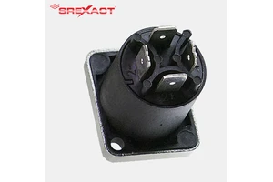 Type 25A 4-Pin Male D Type Zinc Alloy Housing Silver Plated PA Black Rectangle 19x24mm Setting Hole SpeakON 250V Connector