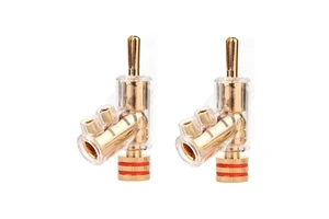 Good quality full copper gold plated gun shaped solderless Banana plug speaker terminal connector plug wire connector