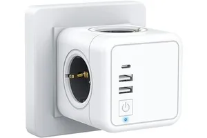 EU Standard Household Cube Power Socket With 2 USB Plug-In and 4 Outlets 16A Wall Socket With Switch German Standard CE & ROHS