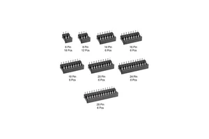66PCS IC Socket Sample Pack, Chip Socket Sample Pack, 8 Types of Flat Pins, Totaling 66 Pieces