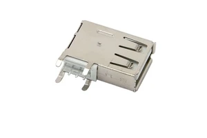 USB 2.0 Type a 4 Pin Female Connector Right Angle Type DIP Mounting 19.5mm Length Curled Edge Stainless Steel