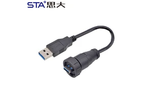 USB3.0 Straight USB Male to Male/Female Flush Mount Bayonet Extension Overmolded Circular USB Connector with Cable
