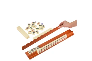 Large Size 17 Inch Wooden Professional American Mahjong Racks Pushers for Oversized Tiles Modern Design Casino Gambling Poker