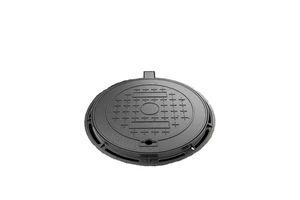 DIVINE Cast Iron Manhole Cover and Frame, 20" Heavy Duty B125 Septic Tank Lid with Base