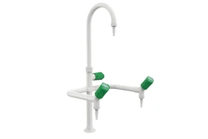 Three-way Laboratory Faucet with Rubber Tubing Connectors, 3 Outlets