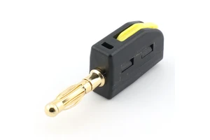 Globaltone 4mm High Current 32A/250V Quick Connect Solderless Stainless Steel Banana Plug Terminal Gold Plating Black 0.2-2.5mm2