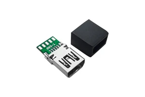 Factory Customized MINI USB 10P Female Connector, Sandwich Type with PCB, Stainless Steel Shell, 10 Solder Points