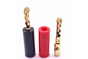 High Quality PVC Plastic Shell 4mm Banana Plug Connector Brass 24K Gold-plated
