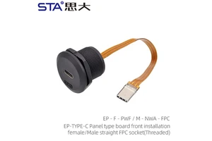 Waterproof EP Type-C Threaded Panel Mount Type Board Front Installation Female/Male Straight FPC Socket