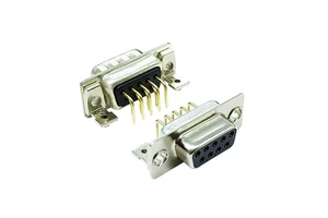 Right Angle Male Female 9Pin 9-Pin DB9 DSUB PCB Mount Type Connector 90 Degree Dual Row 9 Pin 9P D-SUB Socket