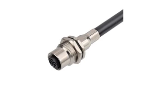M12 Male PFT Crimp Socket 8 Pole A-Coded Waterproof Terminals Connector With Shielded Tube Wiring Harness Brass Contact Material