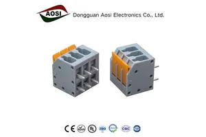 AOSI 2601 V0 Flame Retardant Push-in Type Spring-loaded PCB Terminal Block 10A 16A, Dual Row, 3.5mm 5.0mm Pitch