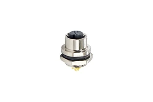 M12 Female Back Board Connector IP67 Waterproof Automotive Use Nickel-Plated Copper for Soldering Purposes Rated 1.5A 250V
