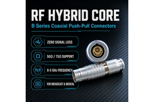 B Series FGG EGG Coaxial Signal Hybrid Connector 1+4 1+6 Pin Metal Push Pull Self Locking For RF Testing Systems