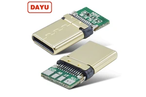 Golden Plated C Type USB C Male Connector Solder Wired