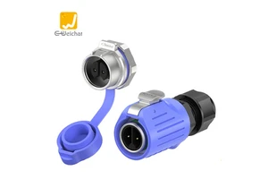 E-Weichta Industrial Connector LP16 Blue Female Panel Mount 10A IP68 Waterproof 2-9 Pin Power Aviation Plug 250V Copper Alloy