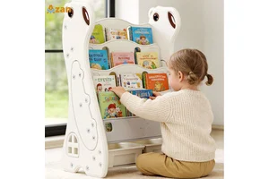 Kids Polar Bear Bookshelf With Toy Storage Front Facing Book Rack for 1 6 Years Old